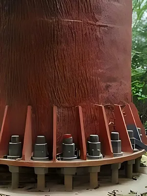 Fixation du pylône aux fondations